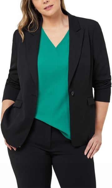 Picture of NNT Uniforms Womens Crepe Stretch Longline Jacket - Black (CAT1H8-BKP)