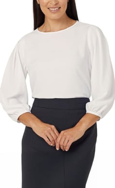 Picture of NNT Uniforms French Georgette 3/4 Sleeve Top - White (CATUPM-WHT)