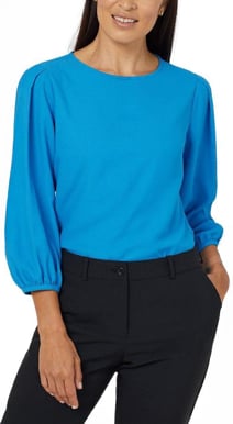 Picture of NNT Uniforms French Georgette 3/4 Sleeve Top - Cyan (CATUPM-CYN)