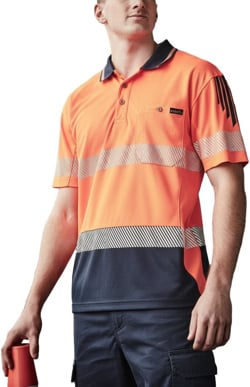 Picture of Syzmik Mens Hi Vis Flux Segmented Tape Short Sleeve Polo (ZH555)
