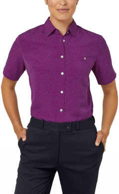 Picture of NNT Uniforms Silvi Spot Print Short Sleeve Shirt - Purple (CATU7H-PUR)