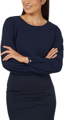 Picture of NNT Uniforms Heavy Stretch Georgette Long Sleeve Blouse - Indigo (CATUCM-IND)