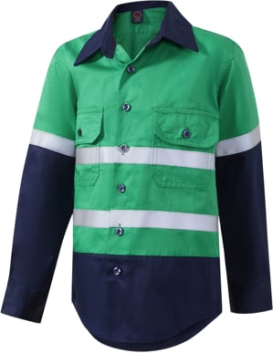 Picture of Ritemate Workwear Kids Taped 2 Tone Vented Lightweight Open Front Long Sleeve Shirt (RM4050R)